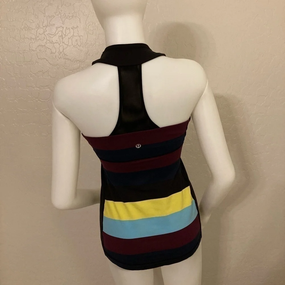 Lululemon Stride Jacket Pow Stripe Split Pea Plum Inkwell/Racerback Tank Set 4